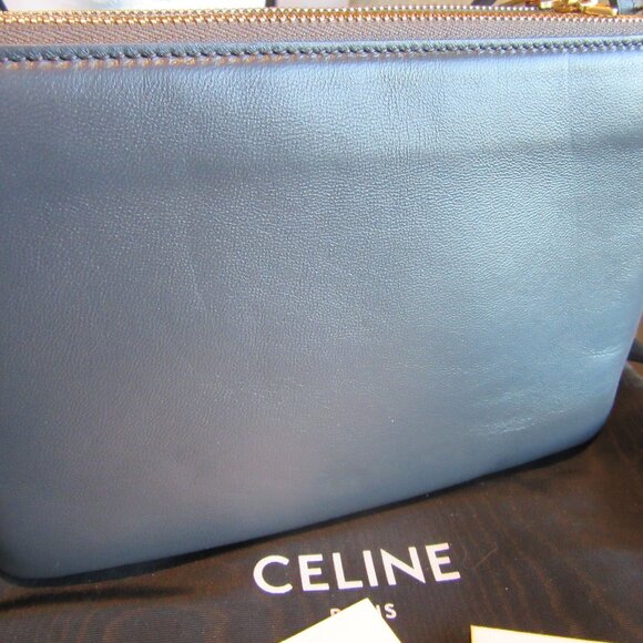 Celine Small Trio Crossbody/Shoulder Bag in Dark Grey & Gold Hardware EUC - Picture 4 of 16